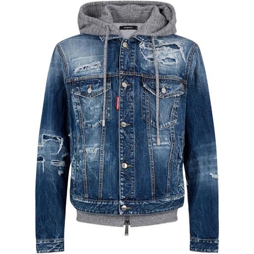 DSQUARED2 giacca denim con strappi - blu