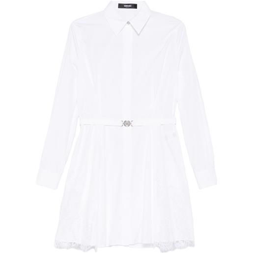 Versace abito corto con inserti in pizzo - bianco