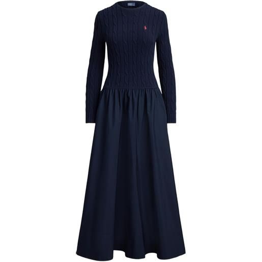 Polo Ralph Lauren abito lungo in maglia a trecce - blu
