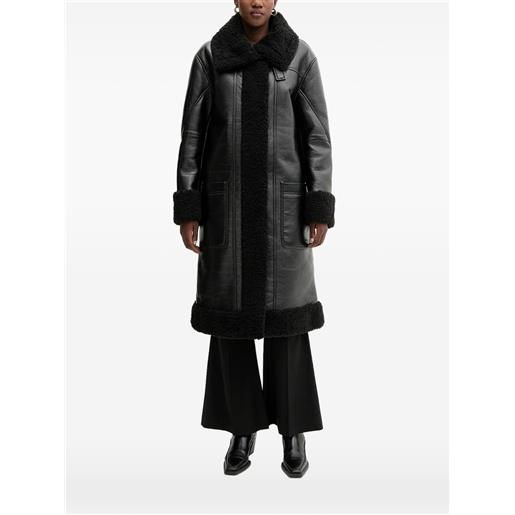 Iceberg cappotto con colletto in pelliccia sintetica - nero