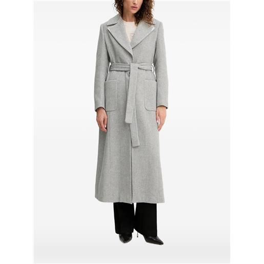 FRACOMINA cappotto con cintura e motivo pied-de-poule - grigio