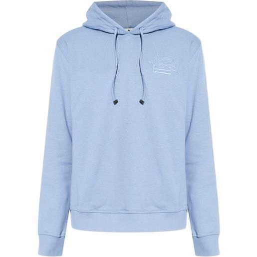 ETRO felpa con ricamo e cappuccio - blu