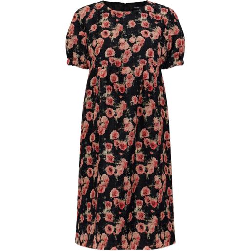 R13 abito corto con stampa rose - nero