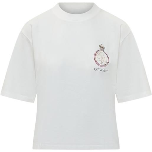 Off-White t-shirt squadrata royal crown - bianco