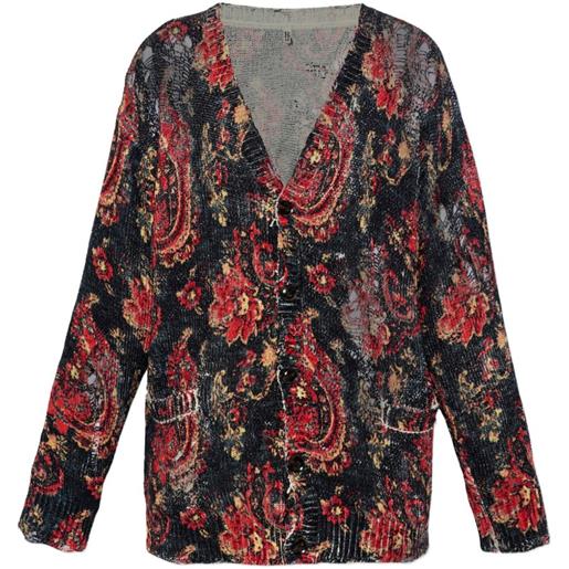 R13 cardigan con stampa paisley - nero