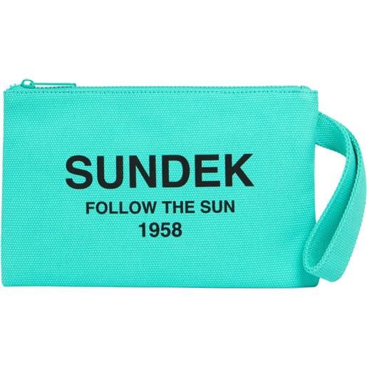 SUNDEK pochette in cotone canvas stone washed borsa mare