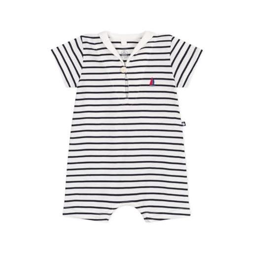 Petit Bateau a0cg2, combicourt unisex - bimbi 0-24, bianco/blu, 3 mesi