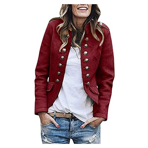 Generico camicette donna estive camicetta donna elegante manica lunga t shirt con bottoni moda cotone tinta unita larga abbigliamento base primaverile blusa camicia