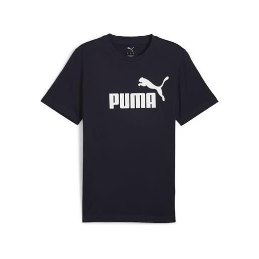 PUMA t-shirt da uomo, confezione da 2 pezzi, logo ess no. 1, con scollo rotondo, maniche corte, tinta unita, bianco/blu, 4xl