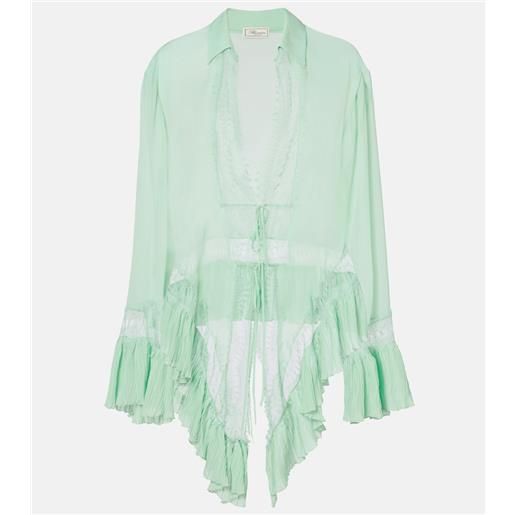 Blumarine camicia in georgette con pizzo