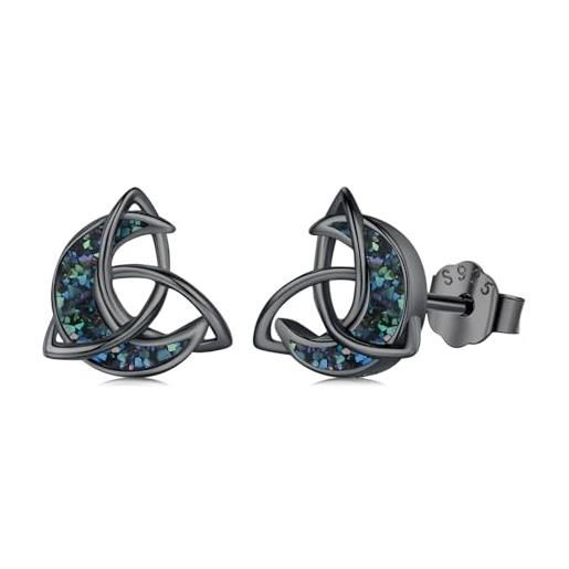 Orecchino con gemma nera in argento sterling