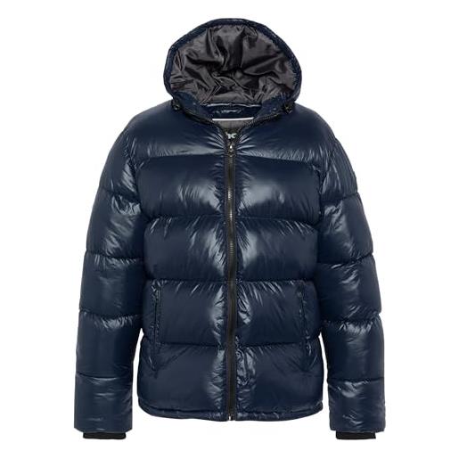Schott NYC piumino lucido con cappuccio schott columbus, blu, l