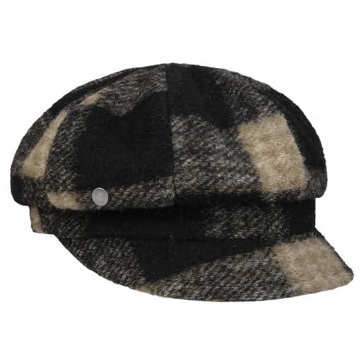 LIERYS berretto newsboy govela wool donna - made in italy cap berretti con visiera visiera, fodera autunno/inverno inverno - taglia unica nero-giallo