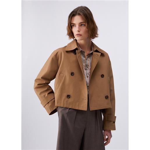 LIUJO liu jo trench corto in gabardine, marrone