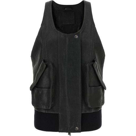 The Attico gilet hammered in pelle - nero
