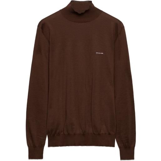 Prada maglione a coste con collo alto - marrone