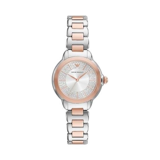 Emporio Armani orologio analogico al quarzo donna con cinturino in acciaio inossidabile ar11643, set di toni d'argento, 32 mm