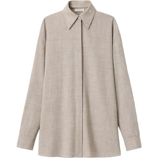 Lafayette 148 camicia con cristalli - toni neutri
