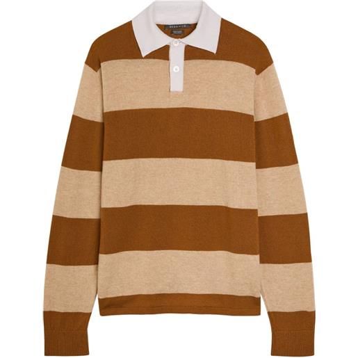 Begg x Co polo con colletto a righe - marrone