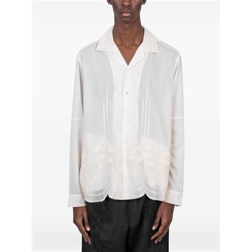 Baziszt camicia con ricamo floreale - bianco