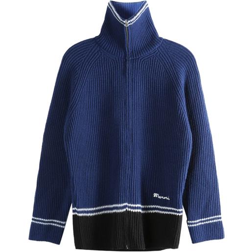 Marni cardigan a collo alto - blu