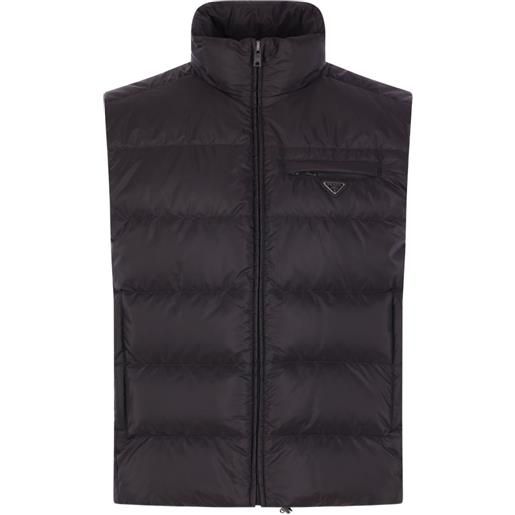 Prada gilet trapuntato con zip - nero