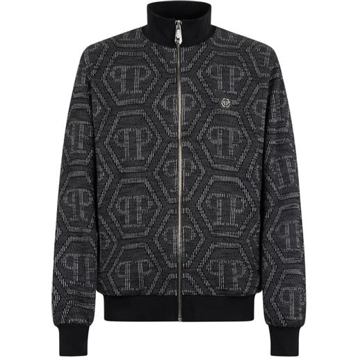 Philipp Plein giacca sportiva con monogramma jacquard - grigio