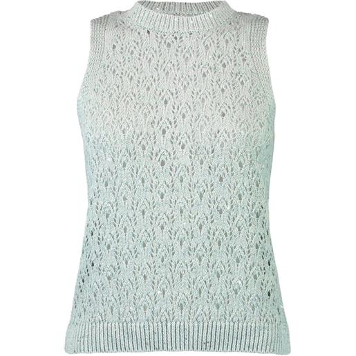 Eleventy top in cotone lavorato a maglia - grigio