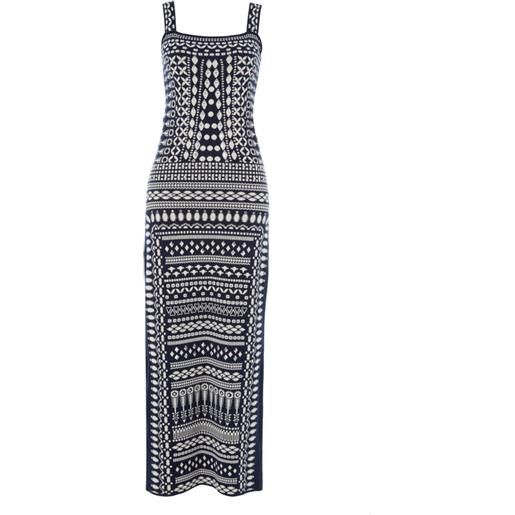 Temperley London strappy patterned knitted dress - blu