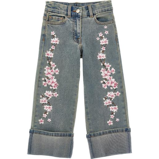 Monnalisa jeans ricamati fiori pesco