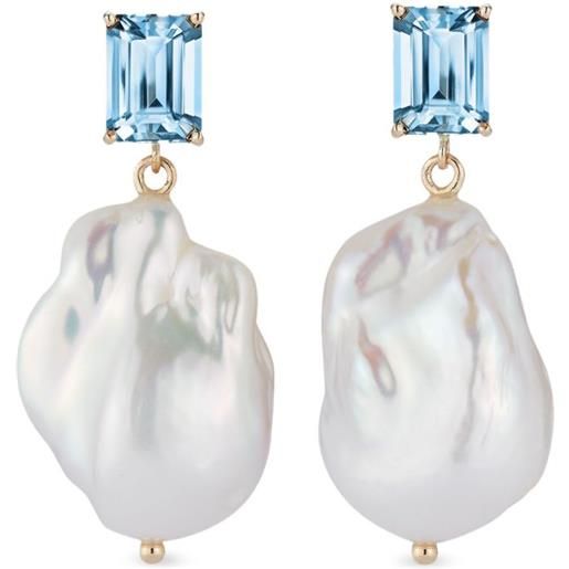 Set Gioielli Con Topazio Blu E Coniglio - Orecchini A Bottone, Pendente E Anello In Argento Placcato