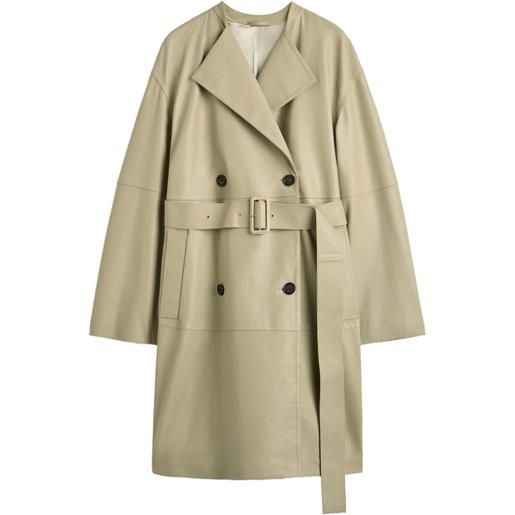 TOTEME cappotto senza colletto in pelle - toni neutri