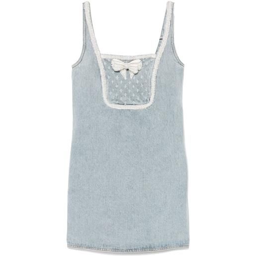 Self-Portrait abito corto denim con fiocco - blu