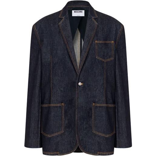 Moschino blazer denim con applicazione - blu