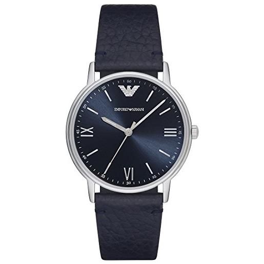 Emporio Armani orologio uomo, movimento a tre lancette, cassa in acciaio inossidabile argento da 41 mm con cinturino in pelle, ar11012