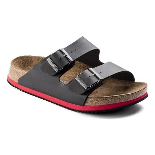 Birkenstock classic arizona birko-flor - ciabatte unisex per adulti, nero/rosso, 37 eu