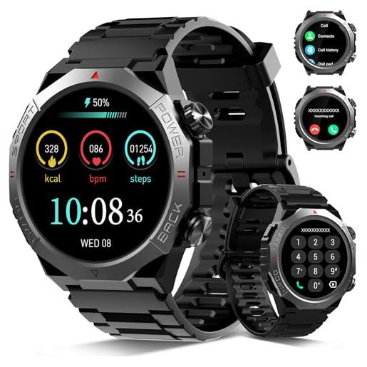 Smartwatch con funzione telefono - 1,85 orologio fitness con frequenza cardiaca SpO2 monitor del sonno, 110 + sport modalità orologio contapassi, IP68Impermeabile per Android iOS
