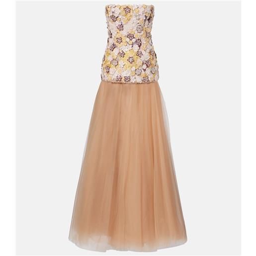 Costarellos abito lungo theia in tulle