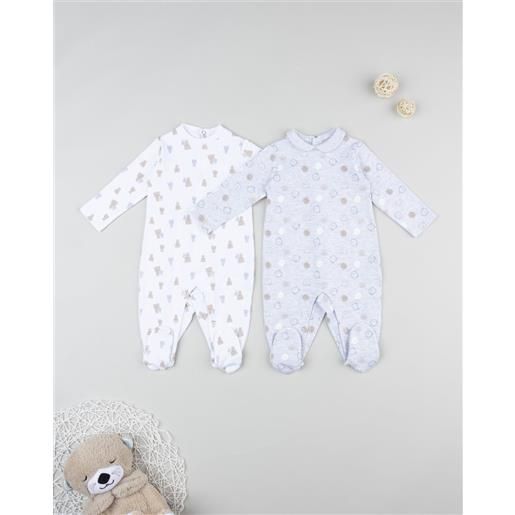 Prénatal pack 2 tutine interlock da neonato bianco/grigio