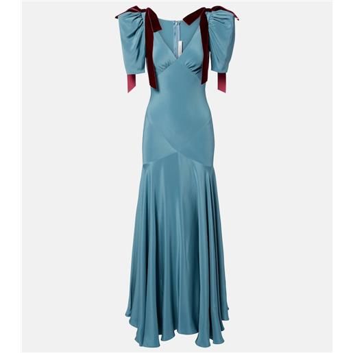Rodarte abito lungo in raso di seta con fiocco