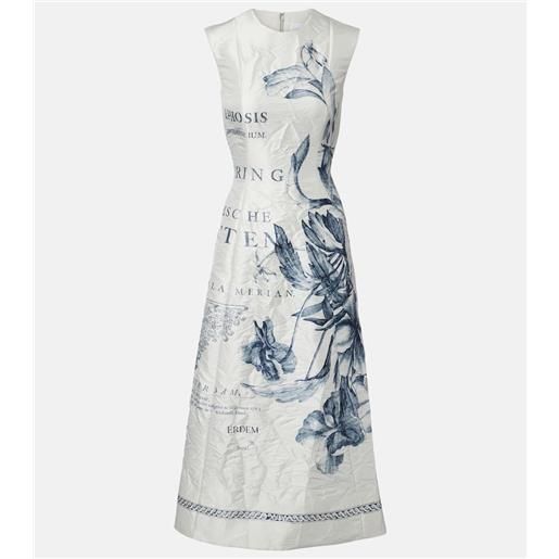Erdem abito midi in twill di raso con stampa