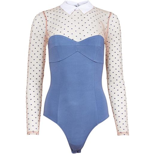 Fleur Du Mal body in tulle a pois - blu