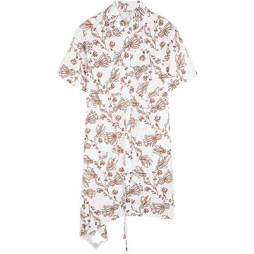 Ports 1961 abito midi asimmetrico a fiori - bianco