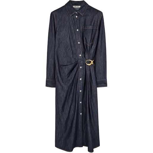 Ports 1961 abito midi denim drappeggiato - blu