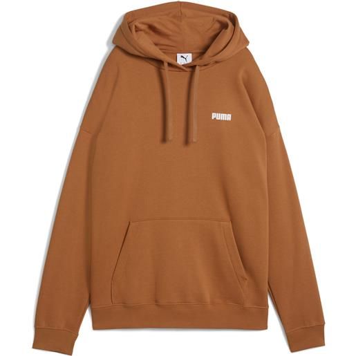 PUMA felpa con cappuccio in pile wardrobe essentials vestibilità comoda da uomo, abbigliamento, marrone, xl