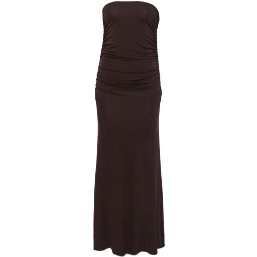 Elisabetta Franchi abito midi con ruches - marrone