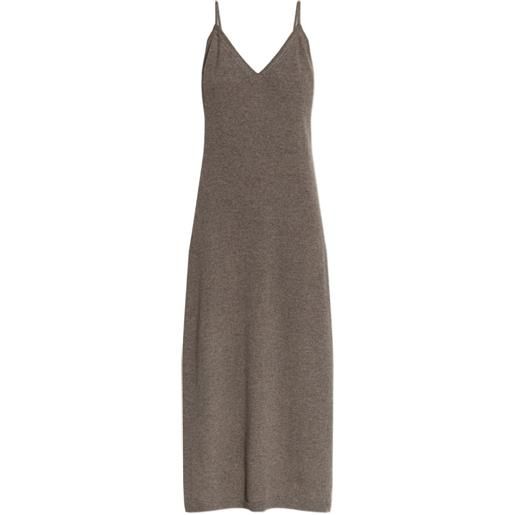 Lisa Yang marlie v-neck midi dress - marrone