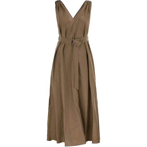 Brunello Cucinelli abito midi con scollo a v - marrone