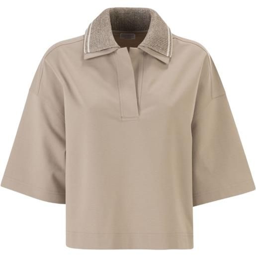 Brunello Cucinelli polo techno couture - toni neutri