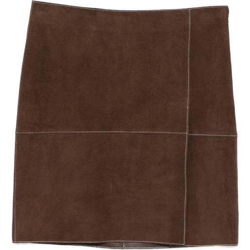 P.A.R.O.S.H. minuetto suede panelled mini skirt - marrone